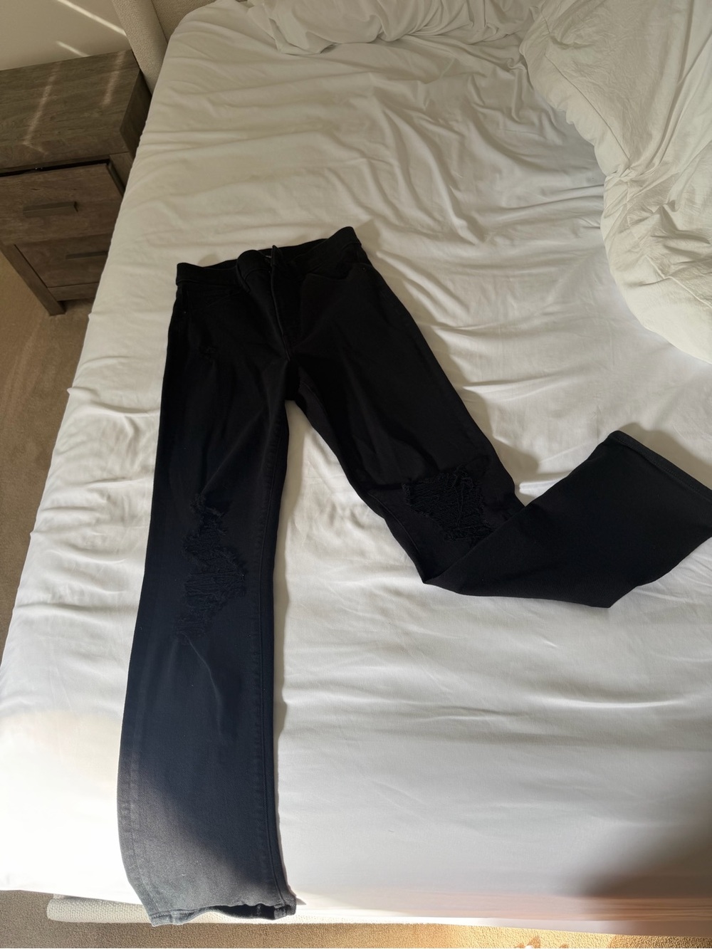 Express Black Straight-Leg Distressed Jeans